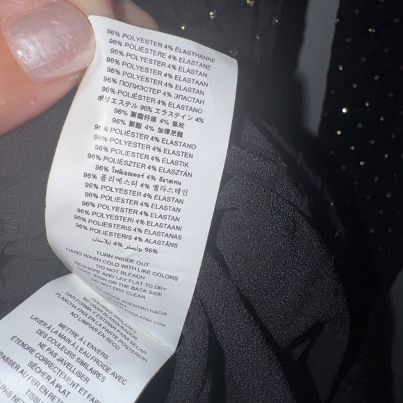 Michael Kors Black Gold Glitter Dot Long Sleeve Stretch Flounce Dress Size 1X - Picture 6 of 9